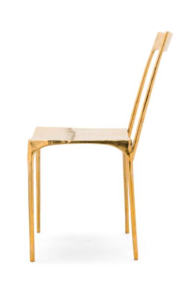 Contemporary Polished Bronze Banquete Side Chairs