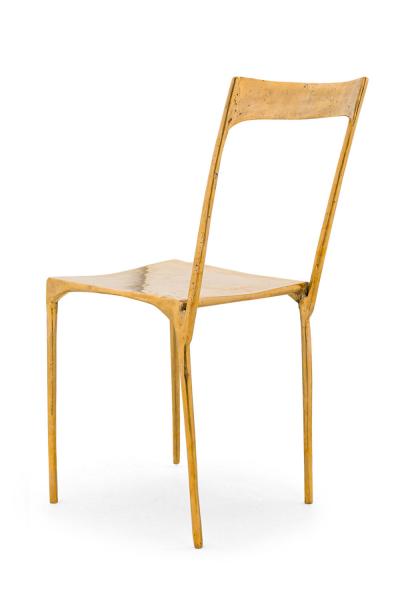 Contemporary Polished Bronze Banquete Side Chairs
