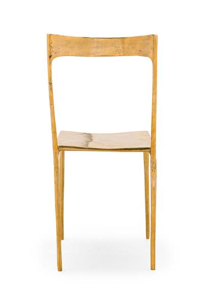 Contemporary Polished Bronze Banquete Side Chairs