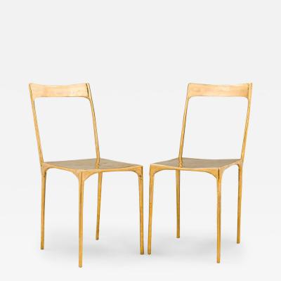 Contemporary Polished Bronze Banquete Side Chairs