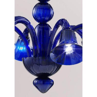 Contemporary Pop Blue Ocean Murano Style Glass Chandelier 8 Arms