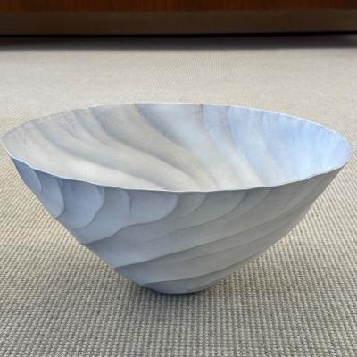 Contemporary Porcelain Bowl Vessel by Ceramic Artist Paula Murray Light Blue