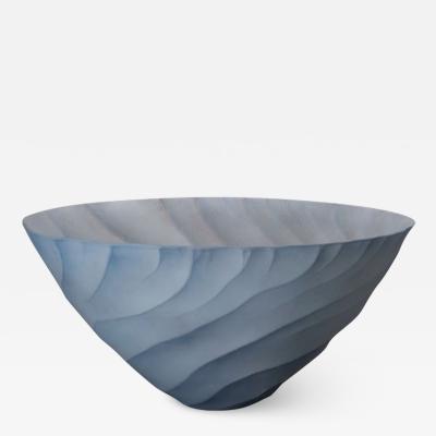 Contemporary Porcelain Bowl Vessel by Ceramic Artist Paula Murray Light Blue