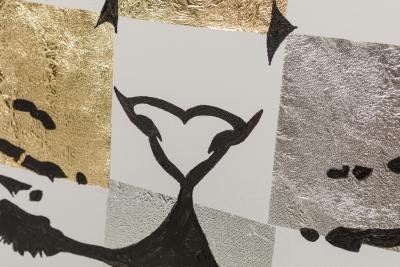 Contemporary Precious Metal Leaf And Acrylic Painting Of A Tiger On Canvas