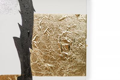 Contemporary Precious Metal Leaf And Acrylic Painting Of A Tiger On Canvas