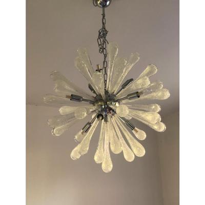 Contemporary Pulegoso Drops Murano Glass Sputnik Chandelier