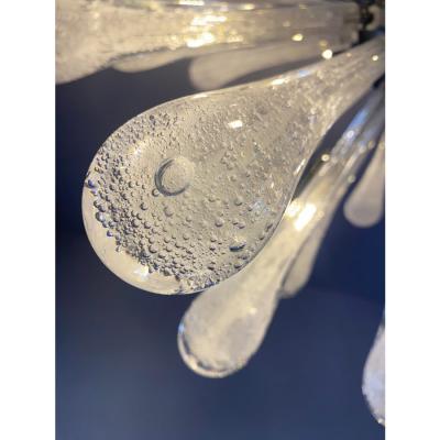 Contemporary Pulegoso Drops Murano Glass Sputnik Chandelier