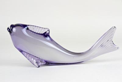 Contemporary Purple Murano Glass Fish Italy circa 1970