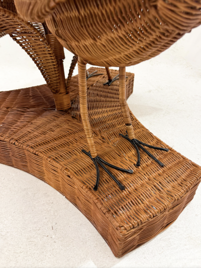 Contemporary Rattan and Glass Bird Dining Table France