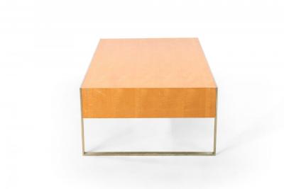 Contemporary Rectangular Maple and Steel Coffee Table
