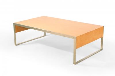 Contemporary Rectangular Maple and Steel Coffee Table