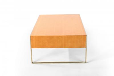 Contemporary Rectangular Maple and Steel Coffee Table