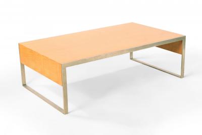 Contemporary Rectangular Maple and Steel Coffee Table