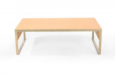 Contemporary Rectangular Maple and Steel Coffee Table