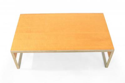 Contemporary Rectangular Maple and Steel Coffee Table