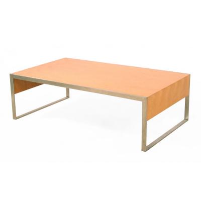 Contemporary Rectangular Maple and Steel Coffee Table