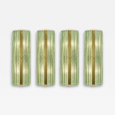 Contemporary Rectangular Murano Glass Wall Sconces With Chrome Finish Set of 4