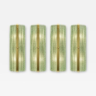 Contemporary Rectangular Murano Glass Wall Sconces With Chrome Finish Set of 4