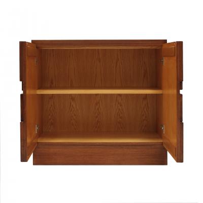 Contemporary Rectangular Patern Brutalist Solid Wood Pair Of Italian Sideboards