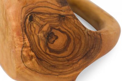 Contemporary Rustic Modern Organic Form Small Olive Wood Basket