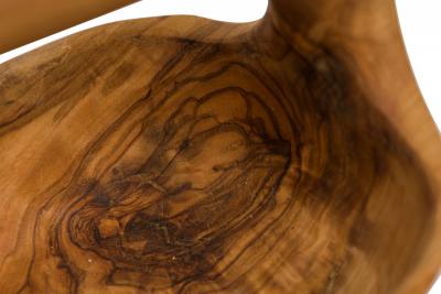 Contemporary Rustic Modern Organic Form Small Olive Wood Basket