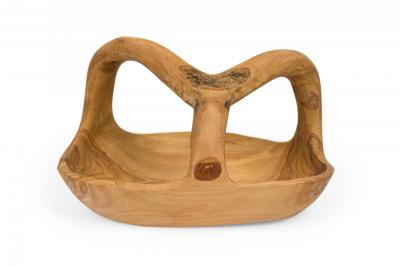 Contemporary Rustic Modern Organic Form Wooden Basket