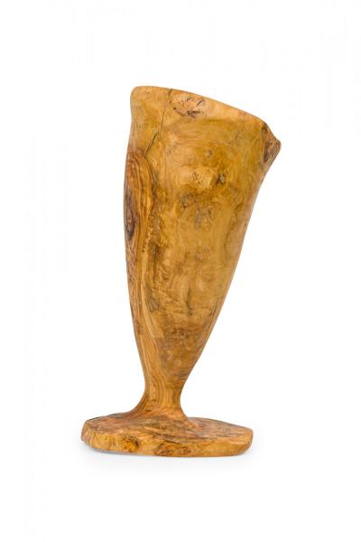 Contemporary Rustic Modern Organic Form Wooden Footed Vase