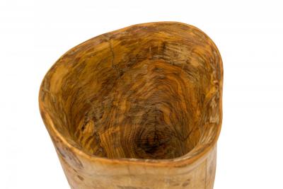 Contemporary Rustic Modern Organic Form Wooden Footed Vase