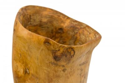 Contemporary Rustic Modern Organic Form Wooden Footed Vase