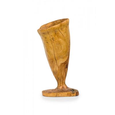Contemporary Rustic Modern Organic Form Wooden Footed Vase