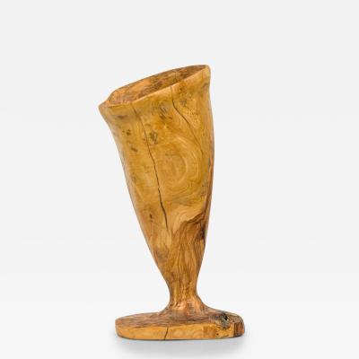 Contemporary Rustic Modern Organic Form Wooden Footed Vase