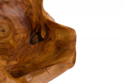 Contemporary Rustic Organically Shaped Olive Wood Basket
