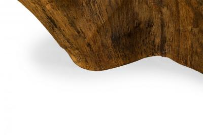 Contemporary Rustic Tree Root and Clear Oval Glass Coffee Table