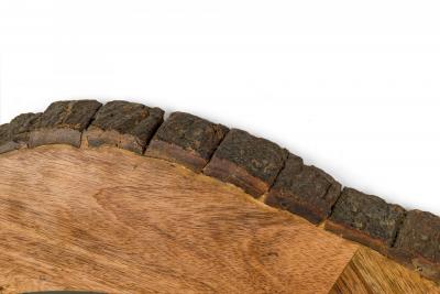 Contemporary Rustic Wooden Frame Circular Wall Mirror