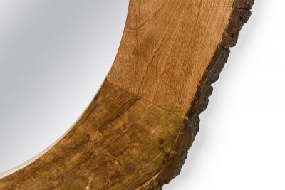 Contemporary Rustic Wooden Frame Circular Wall Mirror