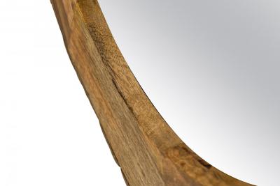 Contemporary Rustic Wooden Frame Circular Wall Mirror