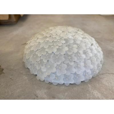 Contemporary Sanded Flowers Murano Glass Flush Mount
