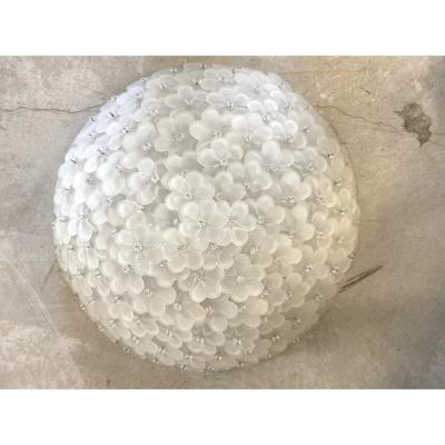 Contemporary Sanded Flowers Murano Glass Flush Mount