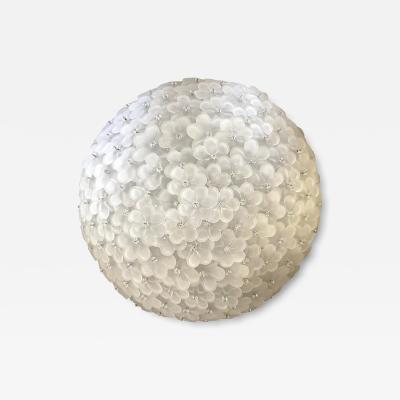 Contemporary Sanded Flowers Murano Glass Flush Mount
