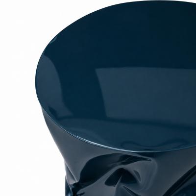 Contemporary Sculptural Blue Lacquered Metal Side Table