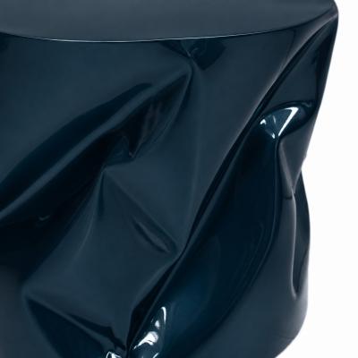 Contemporary Sculptural Blue Lacquered Metal Side Table