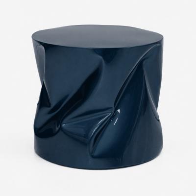 Contemporary Sculptural Blue Lacquered Metal Side Table