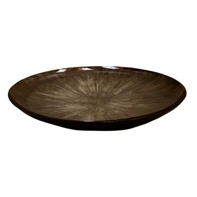 Contemporary Sculptural Concave Round Mirror in Brown Made in France