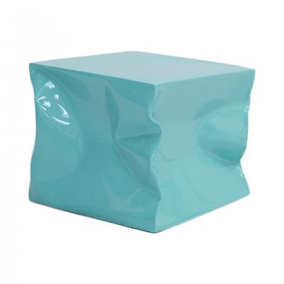 Contemporary Sculptural Light Blue Green Lacquered Metal Side Table