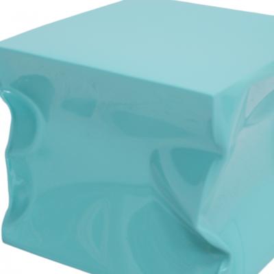 Contemporary Sculptural Light Blue Green Lacquered Metal Side Table