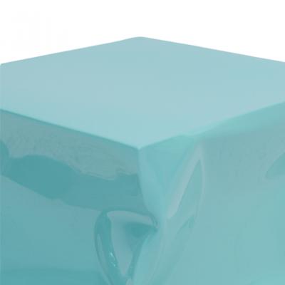 Contemporary Sculptural Light Blue Green Lacquered Metal Side Table