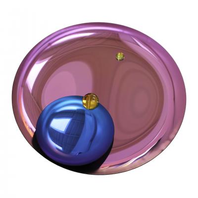 Contemporary Sculptural Pink Glass French Concave Mirror