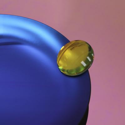 Contemporary Sculptural Pink Glass French Concave Mirror