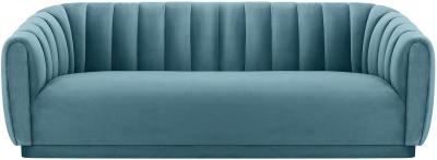 Contemporary Sea Blue Velvet Sofa
