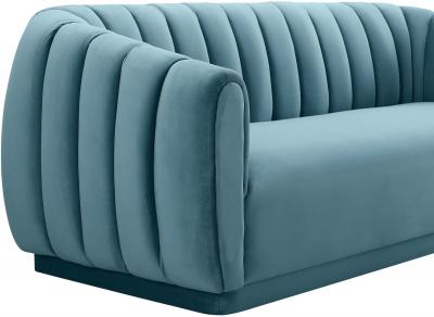 Contemporary Sea Blue Velvet Sofa
